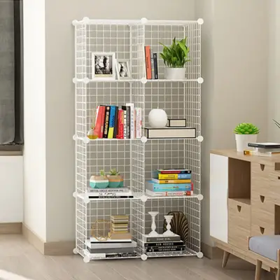 8 Bölmeli Tel Küp Çok Amaçlı Organizer Raf Beyaz 33cm Mutfak, Oyuncak, Kiler, Depolama Rafı - 1