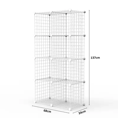 8 Bölmeli Tel Küp Çok Amaçlı Organizer Raf Beyaz 33cm Mutfak, Oyuncak, Kiler, Depolama Rafı - 2