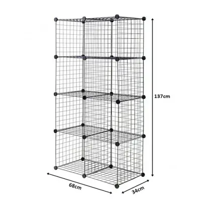 8 Bölmeli Tel Küp Çok Amaçlı Organizer Raf Siyah 33cm Mutfak, Oyuncak, Kiler, Depolama Rafı - 3