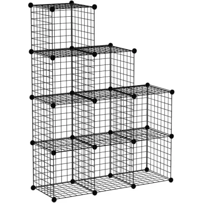 9 Bölmeli Tel Küp Çok Amaçlı Organizer Raf Siyah 33cm Mutfak, Oyuncak, Kiler, Depolama Rafı - 2