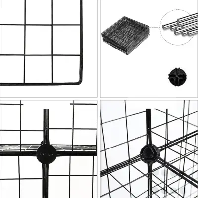 9 Bölmeli Tel Küp Çok Amaçlı Organizer Raf Siyah 33cm Mutfak, Oyuncak, Kiler, Depolama Rafı - 3