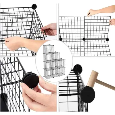 9 Bölmeli Tel Küp Çok Amaçlı Organizer Raf Siyah 33cm Mutfak, Oyuncak, Kiler, Depolama Rafı - 5