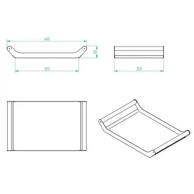 AHŞAP SAPLI 40X25 DEKORATİF METAL TEPSİ SİYAH, SUNUM, DEKORATİF TEPSİ - 1