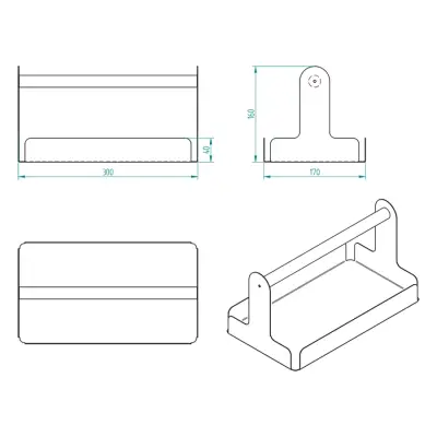 Ahşap Saplı Beyaz 30x17cm Metal Servis, Sunum, Dekoratif Tepsi - 2