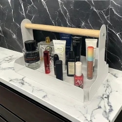 Ahşap Saplı Beyaz 30x17cm Metal Servis, Sunum, Dekoratif Tepsi - 4