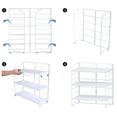 Ayarlanabilir Raflı 40cm Baharatlık, Organizer, Düzenleyizi Tezgahüstü Banyo, Mutfak, Ofis Model-1 Beyaz - 2