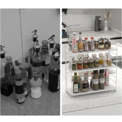 Ayarlanabilir Raflı 40cm Baharatlık, Organizer, Düzenleyizi Tezgahüstü Banyo, Mutfak, Ofis Model-1 Beyaz - 3