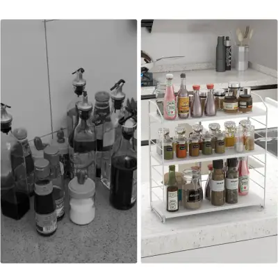 Ayarlanabilir Raflı 40cm Baharatlık, Organizer, Düzenleyizi Tezgahüstü Banyo, Mutfak, Ofis Model-1 Beyaz - 3