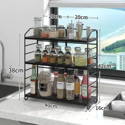 Ayarlanabilir Raflı 40cm Baharatlık, Organizer, Düzenleyizi Tezgahüstü Banyo, Mutfak, Ofis Model-1 Siyah - 1