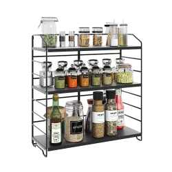 Ayarlanabilir Raflı 40cm Baharatlık, Organizer, Düzenleyizi Tezgahüstü Banyo, Mutfak, Ofis Model-1 Siyah - 3