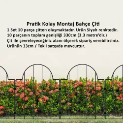 BAHÇE ÇİTİ 10'LU SET 330CM MODEL - 2 SİYAH HOBİ BAHÇESİ, ÇİÇEK, SEBZE, MİNİ BAHÇE - 2