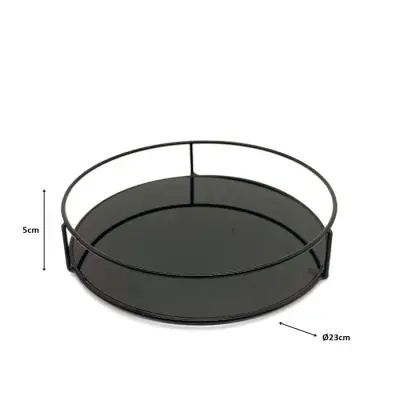 Banyo, Kozmetik Düzenleyici, Takı Standı, Organizer ve Çok Amaçlı Servis Sunum Tepsisi, İkramlık 23CM SİYAH - 2