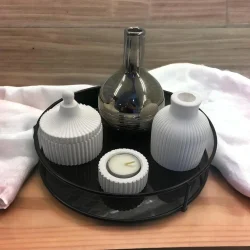 Banyo, Kozmetik Düzenleyici, Takı Standı, Organizer ve Çok Amaçlı Servis Sunum Tepsisi, İkramlık 23CM SİYAH - 3