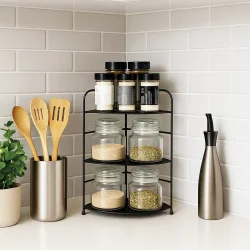 Banyo Mutfak Düzenleyici Organizer Köşe Rafı - Ayarlanabilir 3 Raflı Baharatlık - 1