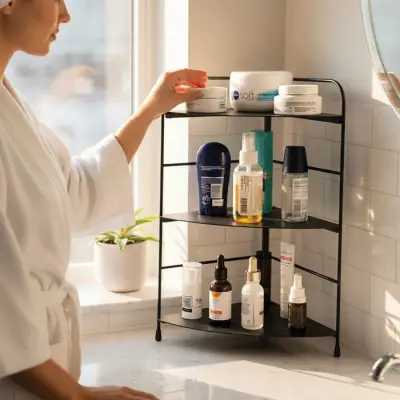 Banyo Mutfak Düzenleyici Organizer Köşe Rafı - Ayarlanabilir 3 Raflı Baharatlık - 3