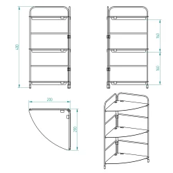 Banyo Mutfak Düzenleyici Organizer Köşe Rafı Beyaz - Ayarlanabilir 3 Raflı Baharatlık - 2