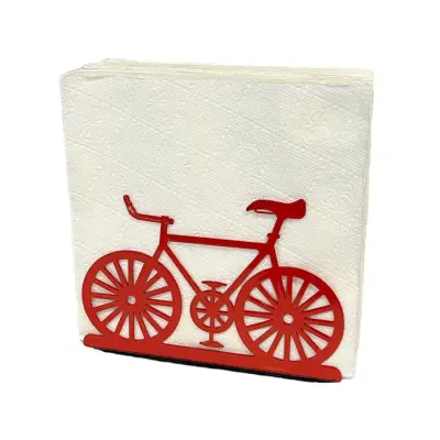 Bisiklet Temalı Kırmızı Metal Peçetelik - 3