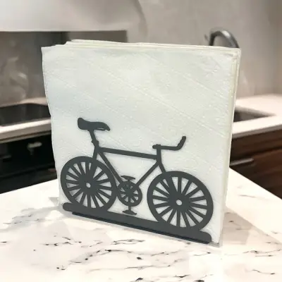 Bisiklet Temalı Siyah Metal Peçetelik - 1