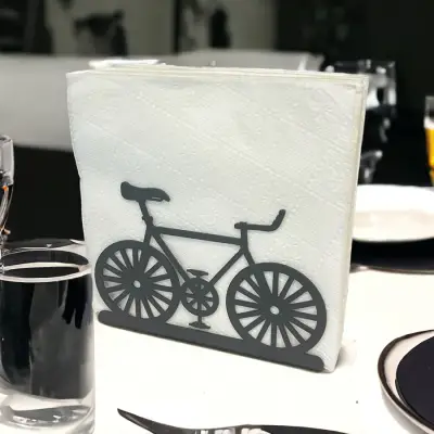 Bisiklet Temalı Siyah Metal Peçetelik - 3