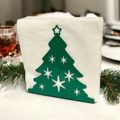 Çam Ağacı Temalı Yeşil Metal Peçetelik Yılbaşı Noel - 2