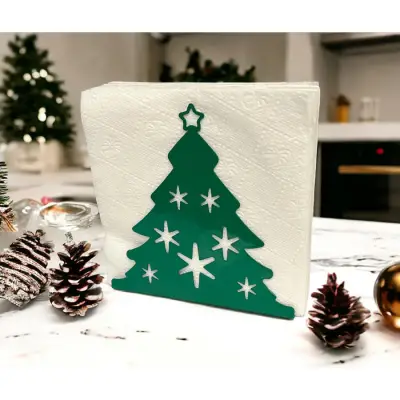 Çam Ağacı Temalı Yeşil Metal Peçetelik Yılbaşı Noel - 4