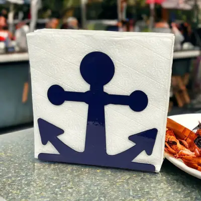 Çapa Temalı Mavi Metal Peçetelik - 1