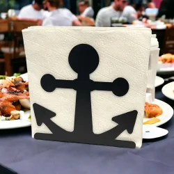 Çapa Temalı Siyah Metal Peçetelik - 3