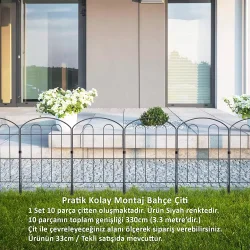 DEKORATİF BAHÇE ÇİTİ 10'LU SET 330CM MODEL - 1 SİYAH HOBİ BAHÇESİ, ÇİÇEK, SEBZE, MİNİ BAHÇE - 1