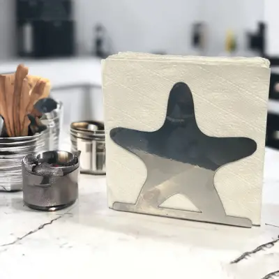 Deniz Yıldızı Temalı Gümüş Metal Peçetelik - 1