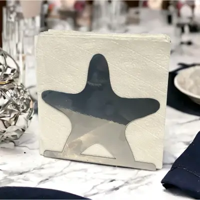 Deniz Yıldızı Temalı Gümüş Metal Peçetelik - 2