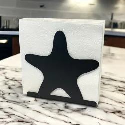 Deniz Yıldızı Temalı Siyah Metal Peçetelik - 3