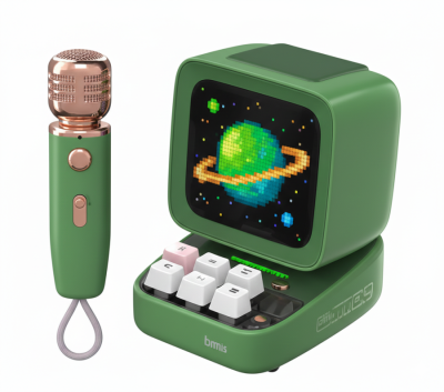 Divoom Ditoo Mic Piksel Ekranlı Karaoke Mikrofonlu 15W Yeşil Bluetooth Hoparlör - 1