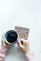 Doğal Taş Bardak Altlığı 4'lü Model- Boho - 3