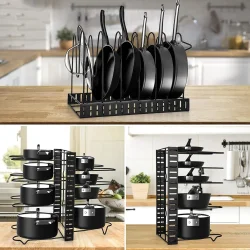 Dolap İçin Tencere Ve Tava Düzenleyici Organizer Raf 8 Katlı - 1