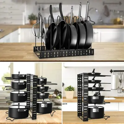 Dolap İçin Tencere Ve Tava Düzenleyici Organizer Raf 8 Katlı - 1