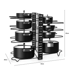 Dolap İçin Tencere Ve Tava Düzenleyici Organizer Raf 8 Katlı - 2