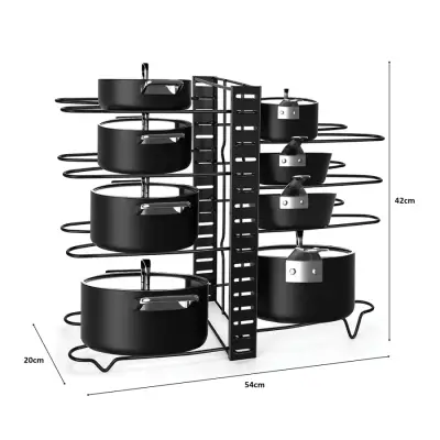Dolap İçin Tencere Ve Tava Düzenleyici Organizer Raf 8 Katlı - 2