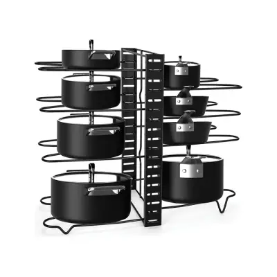 Dolap İçin Tencere Ve Tava Düzenleyici Organizer Raf 8 Katlı - 3