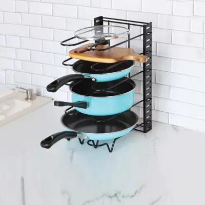 Dolap İçin Tencere Ve Tava Düzenleyici Organizer Raf 8 Katlı - 7