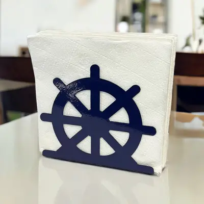 Dümen Temalı Mavi Metal Peçetelik - 4