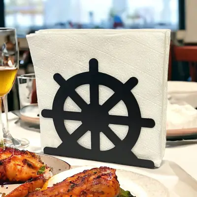 Dümen Temalı Siyah Metal Peçetelik - 1