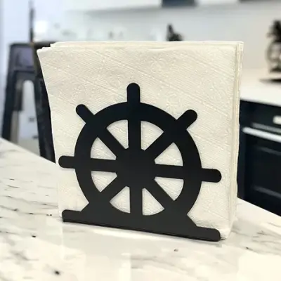 Dümen Temalı Siyah Metal Peçetelik - 2