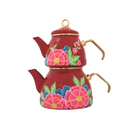 Emaye Çaydanlık Kırmızı Bahar - 1