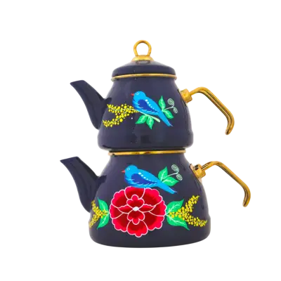 Emaye Çaydanlık Lacivert Kuş - 1