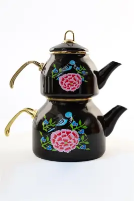 Emaye Çaydanlık Siyah Kuş - 1