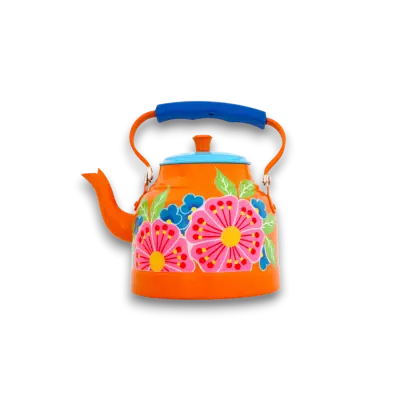 Emaye Demlik El Boyama Turuncu Bahar - 1