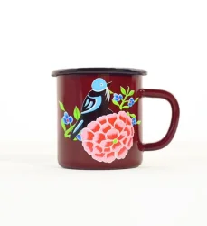 Emaye Kupa Bordo Kuş - 