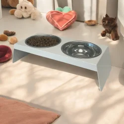 Evcil Hayvan Mama ve Su Kabı Standı, İkili Small Model Beyaz, Paslanmaz Çelik, Yükseltilmiş, Kedi ve Köpekler İçin - 2