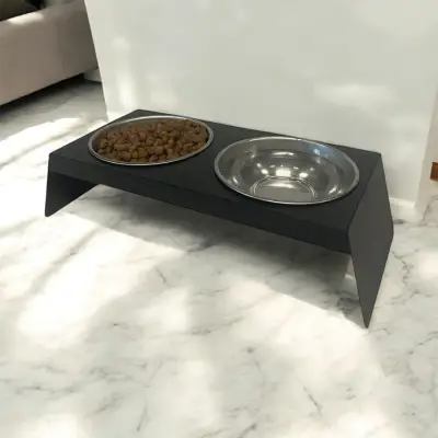 Evcil Hayvan Mama ve Su Kabı Standı, İkili Small Model Siyah, Paslanmaz Çelik, Yükseltilmiş, Kedi ve Köpekler İçin - 4