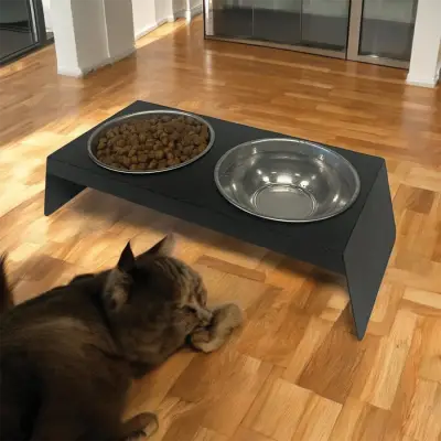 Evcil Hayvan Mama ve Su Kabı Standı, İkili Small Model Siyah, Paslanmaz Çelik, Yükseltilmiş, Kedi ve Köpekler İçin - 5